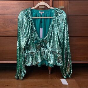 For Love & Lemons sequin peplum top